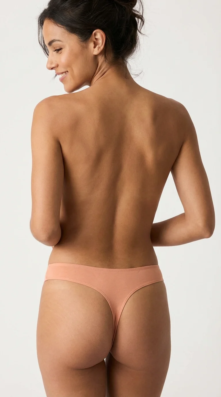 Nude Pamuk Karışımlı Tanga - Arka Görünüm